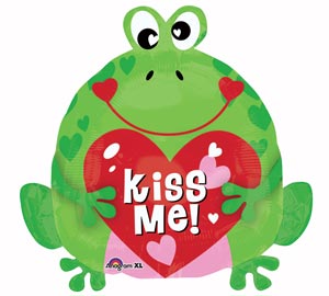 Kiss Me Frog with Heart 18 inch Mylar Balloon