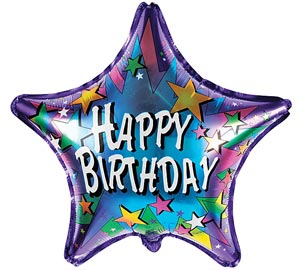 Happy Birthday Mylar Star Balloon 18 inch