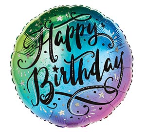 Colorful ombre Happy Birthday Mylar Balloon 18 inch