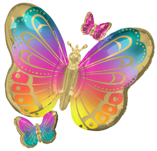 Rainbow Sparkle Butterfly Super Shape Mylar Balloon