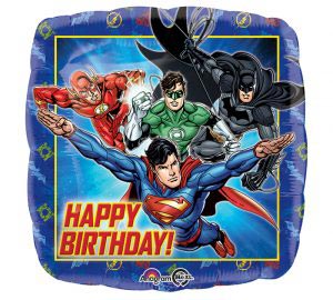 Justic League, green lantern, superman, bat man, flash Happy Birthday Mylar Balloon 18 inch